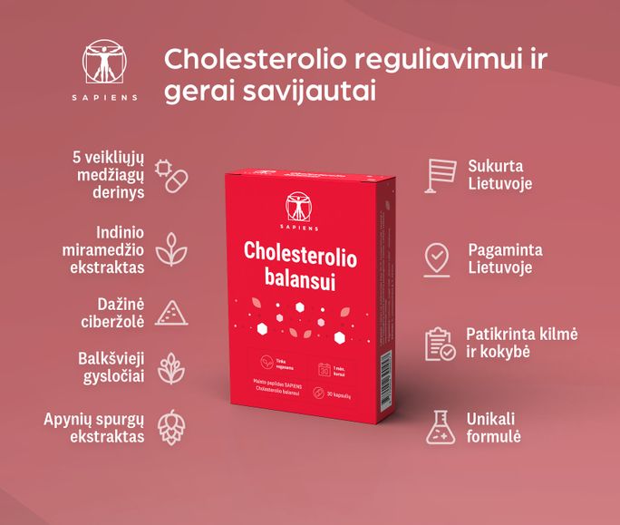 SAPIENS Cholesterolio Balansui dengtos tabletės, 30 vnt. - 2