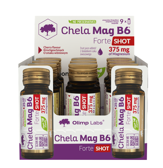 OLIMP LABS Chela - Mag B6 Forte Shot (25 ml) Cherry ampulas, 9 gab. - 1