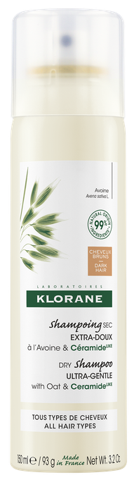 KLORANE Oat&Ceramide (brūniem, tumšiem matiem) sausais šampūns, 150 ml - 1