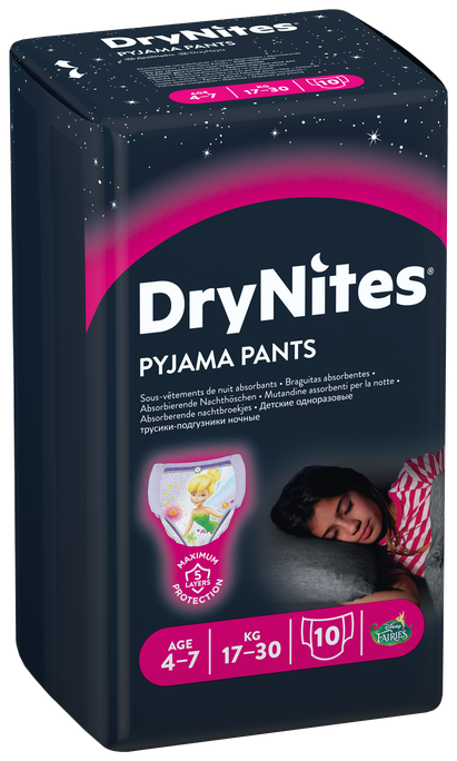 HUGGIES DryNites Meitenēm 4-7 gadi autiņbiksītes, 10 gab. - 1