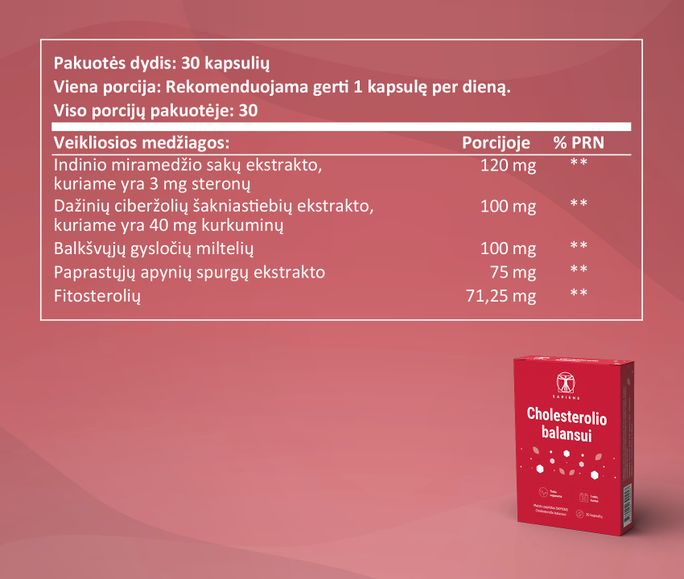 SAPIENS Cholesterolio Balansui dengtos tabletės, 30 vnt. - 3
