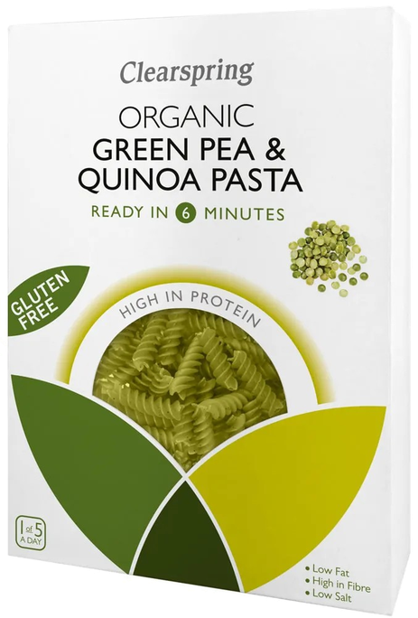 CLEARSPRING Organic Gluten Free Green Pea & Quinoa makaroni, 250 g - 1