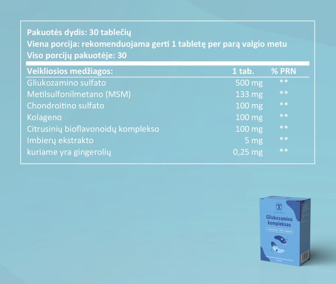 SAPIENS Gliukozamino Kompleksas dengtos tabletės, 30 vnt. - 3