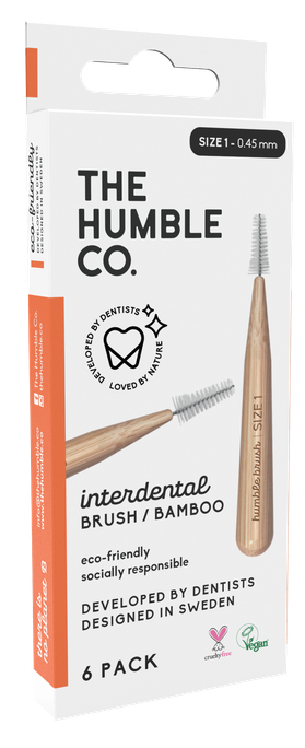 HUMBLE Size 1, Orange zobstarpu birstīte, 6 gab. - 1