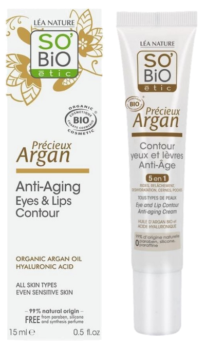 SO BIO ETIC Argan Anti-Aging Eyes & Lips krēms ādai ap acīm un lūpām, 15 ml - 1