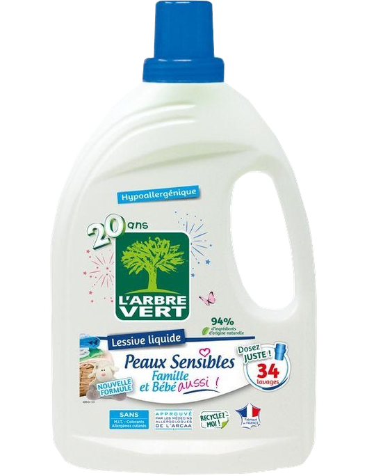 LARBRE VERT Sensitive šķidrais veļas mazgāšanas līdzeklis, 1530 ml - 1