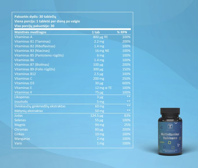 SAPIENS Multivitaminai Vaikinams, 13-17 Metų kapsulės, 30 vnt. - 3