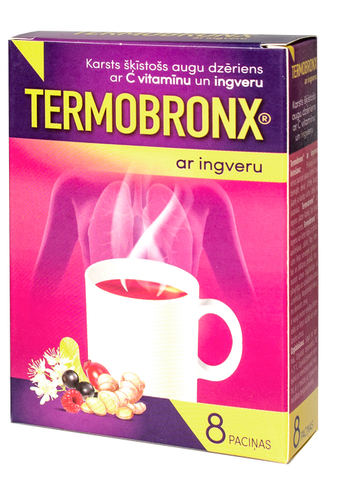 TERMOBRONX Ar Vitamīnu C Un Ingveru, Augu karstais dzēriens, 8 gab. - 1
