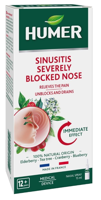 HUMER Sinusīts Stipri Aizliktam Degunam aerosols, 15 ml - 1
