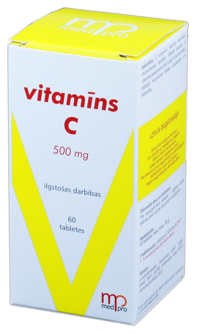 MEDPRO Vitamīns C 500 mg tabletes, 60 gab. - 1