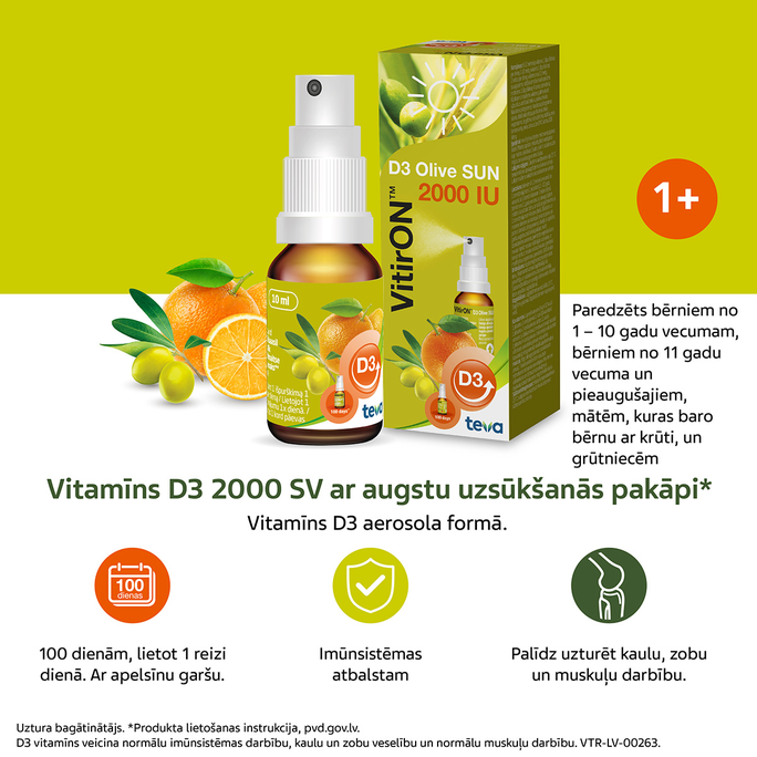VITIRON D3 Olive SUN 2000 IU sprejs, 10 ml - 2