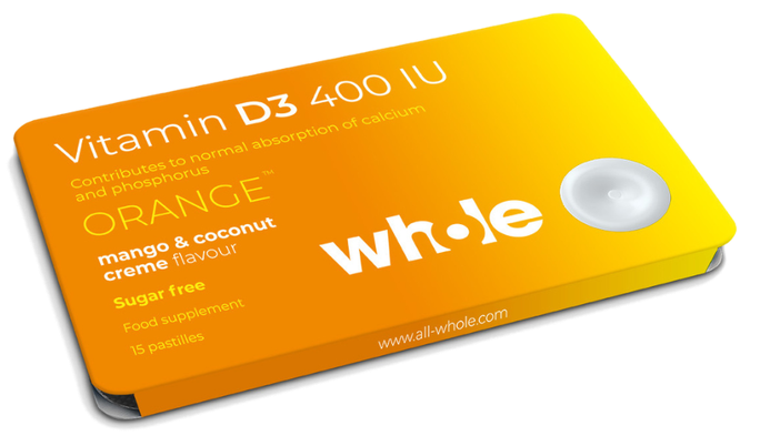 WHOLE Vitamin D3 400 IU pastilas, 15 gab. - 1