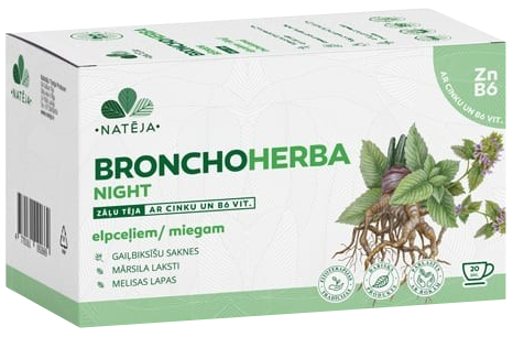 NATĒJA Bronchoherba Night arbatos maišeliai, 20 vnt. - 1