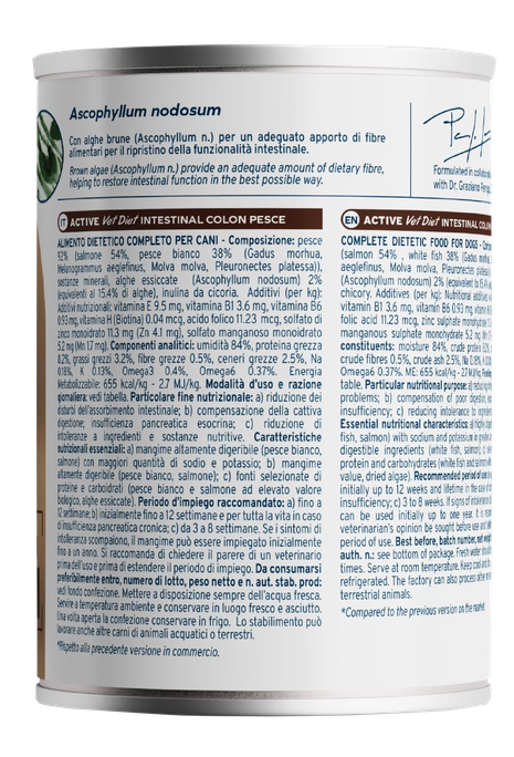 FORZA10 Active Wet Intestinal Colon Zivs, Suņiem mitrā barība, 390 g - 2