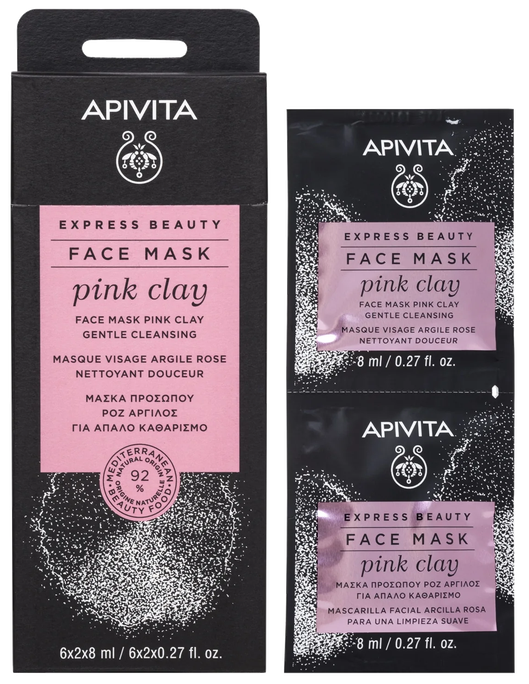 APIVITA Express Beauty With Pink Clay (8 ml) sejas maska, 2 gab. - 1