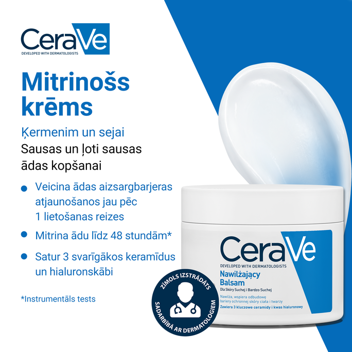 CERAVE For Body And Face Whit Ceramides Moisturising balzams, 340 g - 2