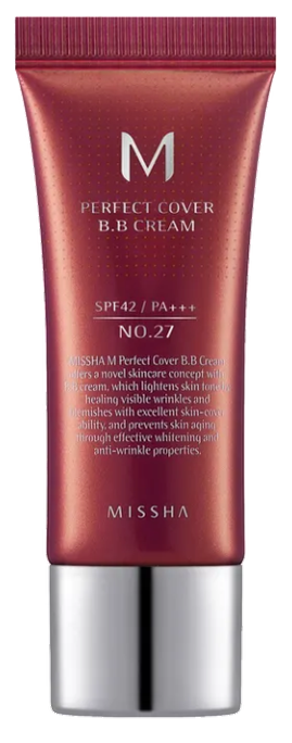 MISSHA M Perfect Cover BB SPF42 NO.27 Honey Beige sejas krēms, 20 ml - 1