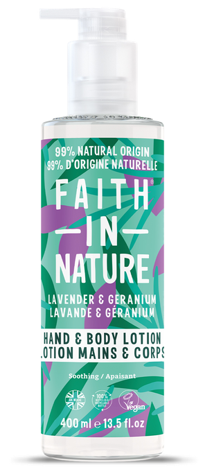 FAITH IN NATURE Lavender&Geranium Hand&Body losjons, 400 ml - 1
