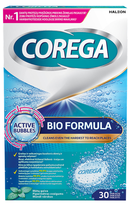 COREGA Bio Formula tabletes zobu protēžu tīrīšanai, 30 gab. - 1