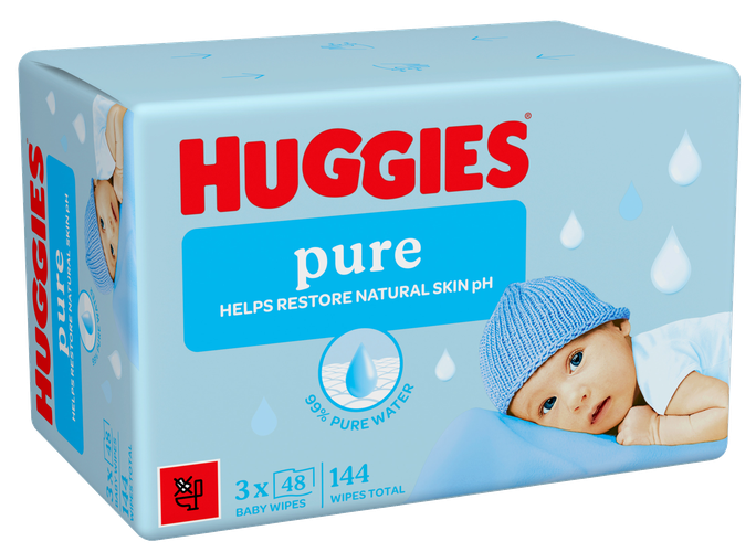 HUGGIES Pure (48psc), Plastic Free mitrās salvetes, 3 gab. - 1