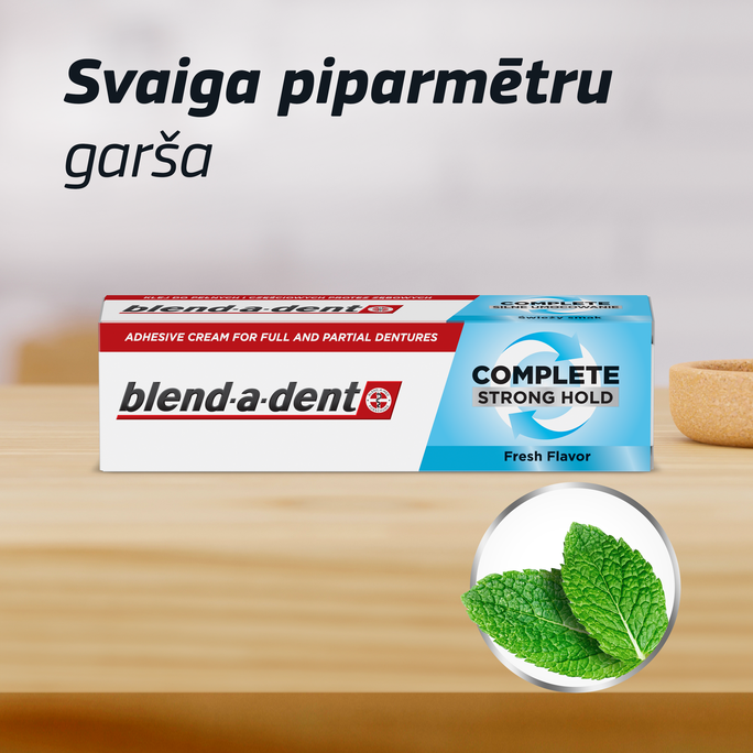BLEND-A-DENT Complete Strong Hold, Fresh Flavor fiksējošs krēms zobu protēzēm, 70.5 ml - 2