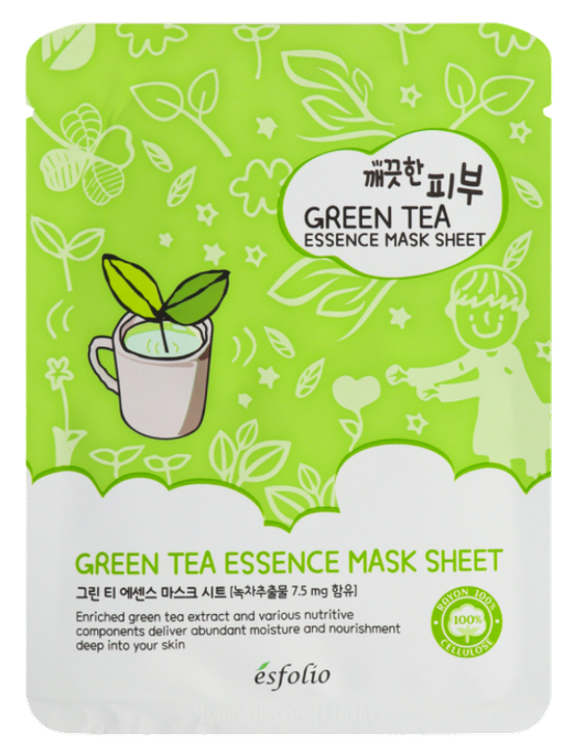 ESFOLIO Pure Skin Green Tea Essence auduma sejas maska, 1 gab. - 1