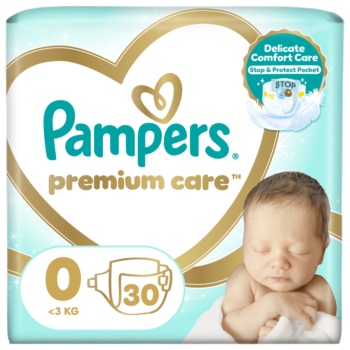 PAMPERS Premium Care 0 <3 kg autiņbiksītes, 30 gab. - 1
