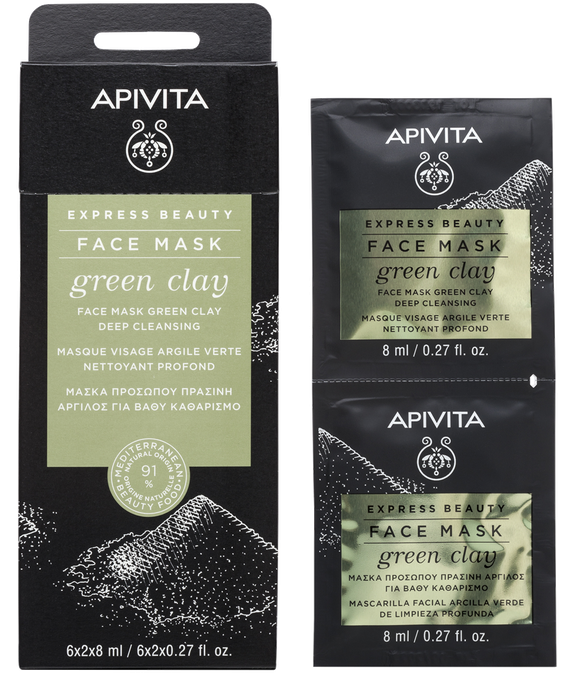 APIVITA Express Beauty Deep With Green Clay (8 ml) sejas maska, 2 gab. - 1