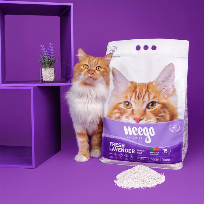 WEEGO Fresh Lavender cementējošās smiltis kaķiem, 5 L - 3