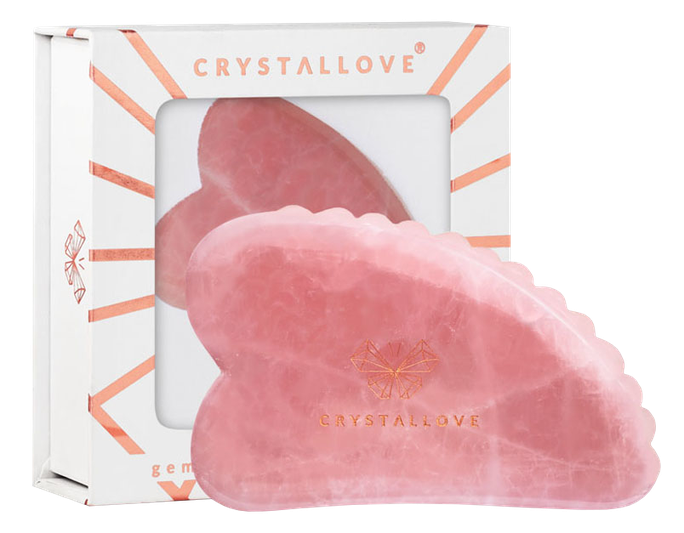 CRYSTALLOVE 3D Rose Quartz Gua Sha masāžas plāksne, 1 gab. - 1