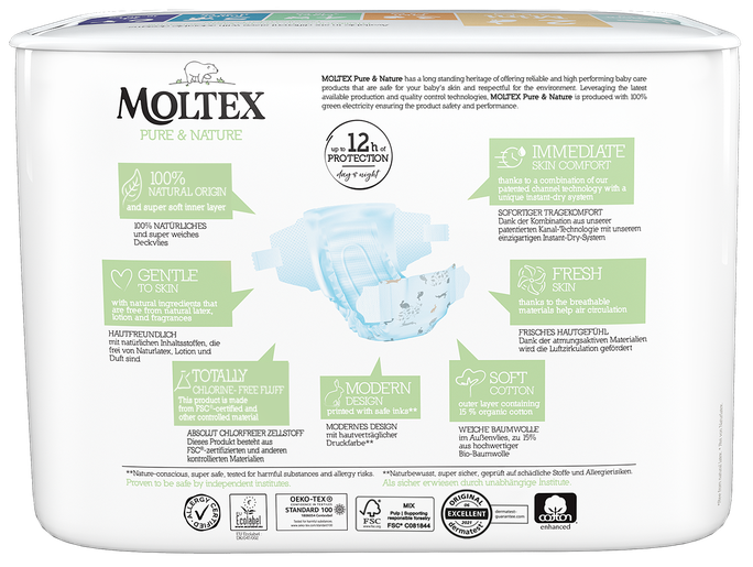 MOLTEX Eco Pure & Nature 2 Mini (3-6 kg) autiņbiksītes, 38 gab. - 2