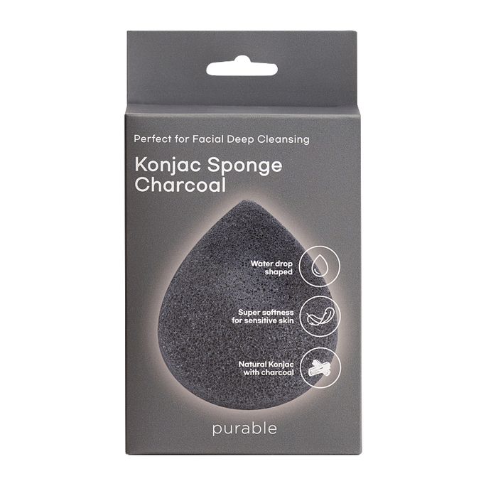 PURABLE Konjac Sponge - Charcoal attīrošs sūklis, 1 gab. - 2
