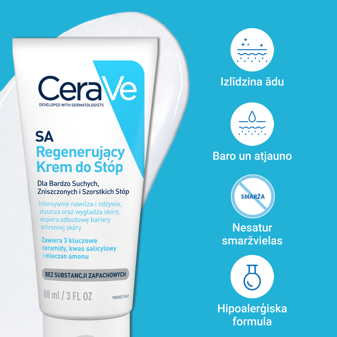 CERAVE SA Renewing krēms kājām, 88 ml - 3