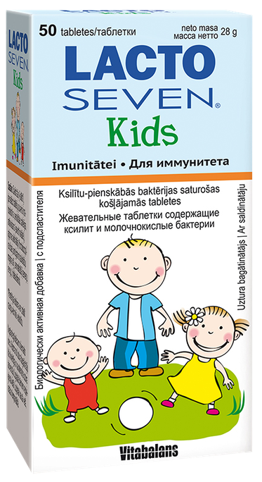 LACTO SEVEN Kids košļājamās tabletes, 50 gab. - 1