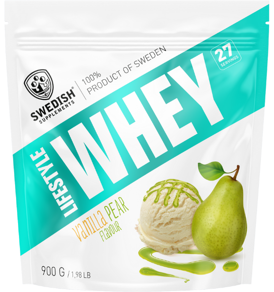 SWEDISH SUPPLEMENTS Lifestyle Whey Vanilla Pear pulveris, 900 g - 1