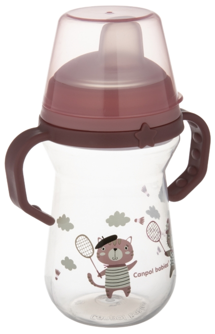 CANPOL BABIES FirstCup Bonjour Paris Pink krūzīte ar rokturiem, 250 ml - 1