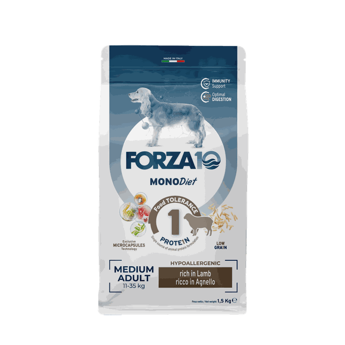 FORZA10 Monodiet Medium Adult Ar Jēru, Suņiem sausā barība, 1.5 kg - 1