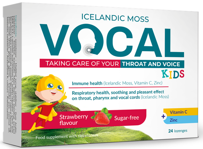 VOCAL KIDS ar zemeņu garšu košļājamās pastilas, 24 gab. - 1