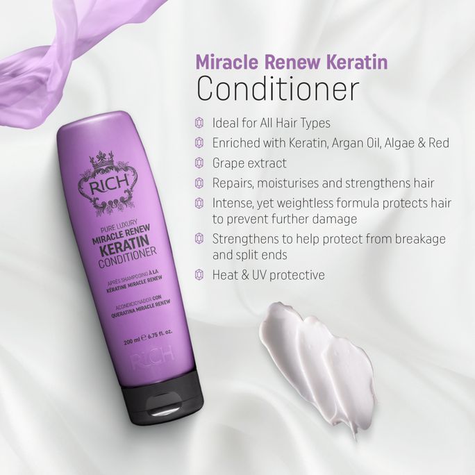RICH Pure Luxury Miracle Renew Keratin matu kondicionieris, 200 ml - 2