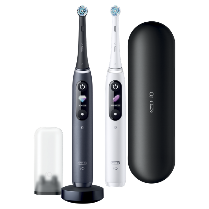 ORAL-B iO8 Duo Black + White elektriskā zobu birste, 2 gab. - 2