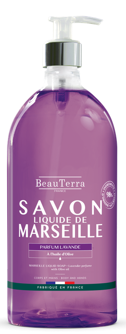 BEAUTERRA Marseille Soap Lavender šķidrās ziepes, 1000 ml - 1