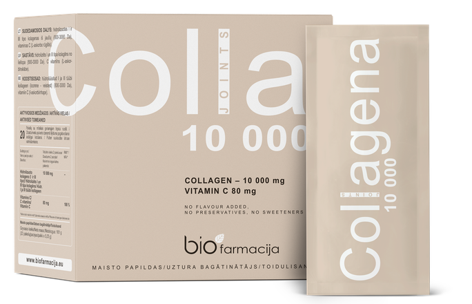 BIOFARMACIJA Collagena Joint 10 000 mg + C Vitamīns 80 mg paciņas, 20 gab. - 1