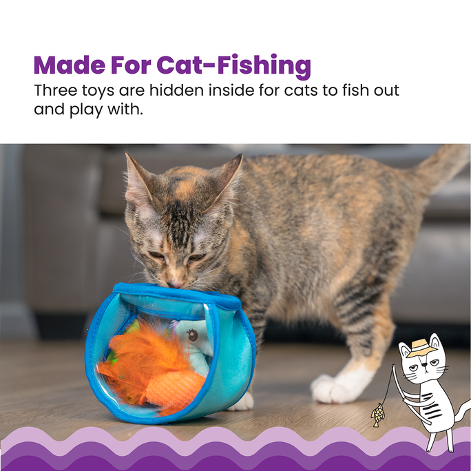 CATSTAGES Hide & Seek Fish Bowl, Zila rotaļlieta, 1 gab. - 2