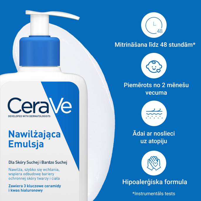CERAVE For Body And Face With Ceramides Moisturising emulsija, 236 ml - 3