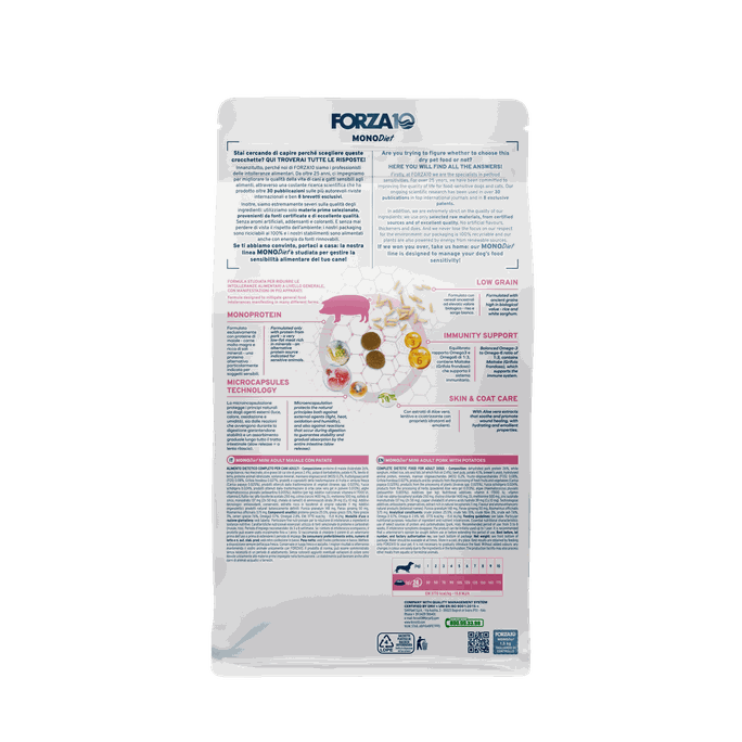 FORZA10 Monodiet Mini Adult Ar Cūku Un Kartupeļiem, Suņiem sausā barība, 1.5 kg - 2
