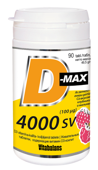 VITABALANS D-Max 4000 SV (100 µg) košļājamās tabletes, 90 gab. - 1