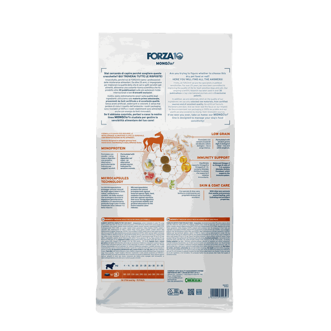 FORZA10 Monodiet Medium Adult Ar Zirgu Un Zirņiem, Suņiem sausā barība, 12 kg - 2