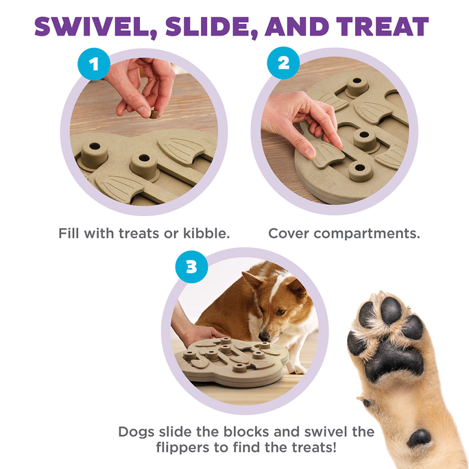 OUTWARD HOUND Puzle Dog Hide N Slide Composite, Brūna rotaļlieta, 1 gab. - 3