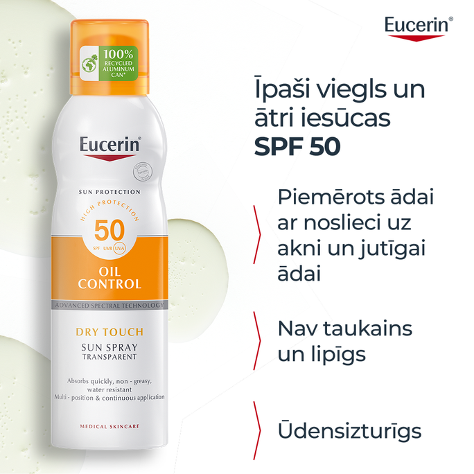 EUCERIN Sun Oil Control Dry Touch SPF 50 sprejs, 200 ml - 3