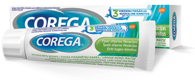 COREGA Extra Strong Fresh Mint fiksācijas krēms zobu protēzēm, 40 g - 1
